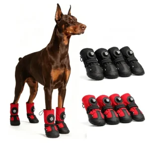 Heavy-Duty Dog Boots with Rotating Dial for Med Large Dogs